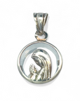 Medalla Virgen Orando Redonda Cristal Plata 925
