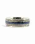 Anillo Hombre de acero, meteorito y banda de lapislázu
