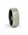 Anillo Hombre de acero y meteorito sólido