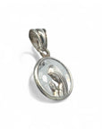 Medalla Virgen Orando Redonda Cristal Plata - 12 mm
