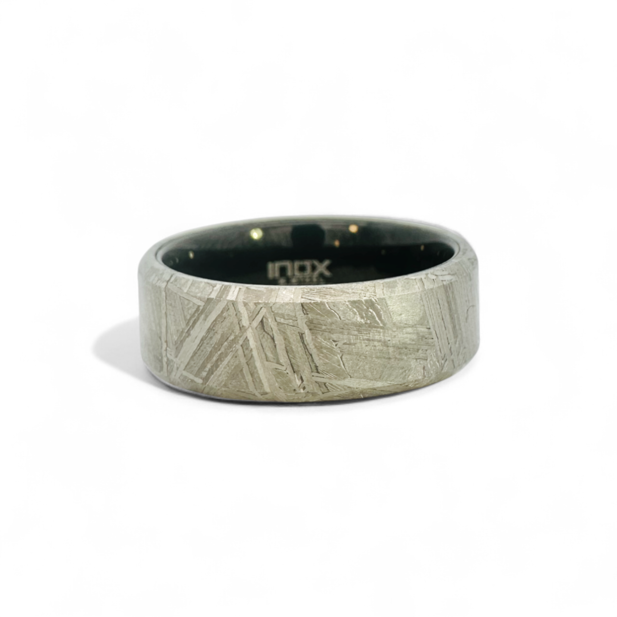 Anillo Hombre de acero y meteorito sólido