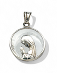 Medalla Virgen Orando Redonda Cristal Plata 925