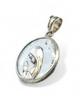 Medalla Virgen Orando Redonda Cristal Plata - 12 mm