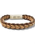 Pulsera Trenzada de Cuero y Cordón Natural cierre acero