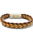 Pulsera Trenzada de Cuero y Cordón Natural cierre acero