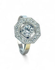 A pedido - Anillo Solitario Diamante Lab 0,54 ct Halo Octogonal