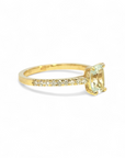 Anillo Solitario Aguamarina oval y brillantes oro amarillo 18K