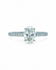 Anillo Solitario Diamante Laboratorio oval 1,02 ct y brillantes en argolla