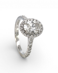 Anillo Solitario Diamante Oval Lab 1 Ct Halo Platino