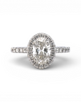 Anillo Solitario Diamante Oval Lab 1 Ct Halo Platino