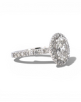 Anillo Solitario Diamante Oval Lab 1 Ct Halo Platino