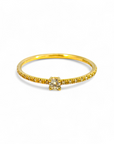 Anillo Solitario de Oro Amarillo 18k con Diamantes