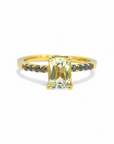 Anillo Solitario Aguamarina y zafiros