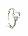 Anillo Topacio Blanco y Diamantes
