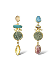 Aros Colgantes con piedras naturales en plata enchape oro 22K