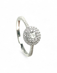 Anillo Solitario Diamante Princess Doble Halo