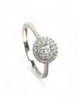 Anillo Solitario Diamante Princess Doble Halo