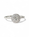 Anillo Solitario Diamante Princess Doble Halo