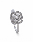 Anillo Solitario Diamante Halo Art Deco Oro 18K