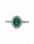 Anillo Solitario Esmeralda Oval Halo de brillantes