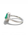 Anillo Solitario Esmeralda Gota Halo de Brillantes