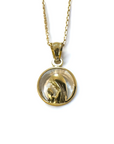 Medalla Virgen Orando Redonda Cristal Oro 18K