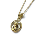 Medalla Virgen Orando Redonda Cristal Oro 18K 12mm