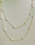Collar de perlas en cadena de plata 925 bañada en oro