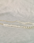 Collar cadena de plata 925 bañada en oro con perlas 3 mm