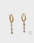 Argollas Oro Amarillo y Diamantes Colgantes