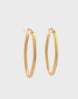 Aros argollas ovales rectas de oro amarillo 14K