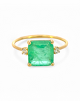 Anillo Solitario Cuarzo Verde 8mm Oro 18K
