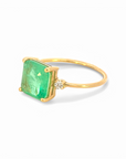 Anillo Solitario Cuarzo Verde 8mm Oro 18K
