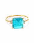 Anillo Solitario Topacio Swiss Blue Oro 18K