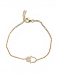 Pulsera cadena oro 10K con Mano de Fátima con brillantes
