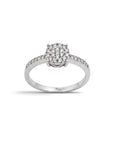 Anillo solitario Sophia Schneider Joyas de oro con cluster de diamantes brillantes en el centro y en la argolla