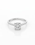 Anillo Sophia Schneider Joyas de oro blanco con diseño floral de diamantes brillantes en la banda y centro