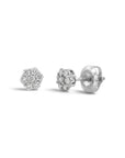 Aros Sophia Schneider Joyas de oro blanco 10K con diseño de flor y 7 diamantes de 0,25 ct en cada pendiente