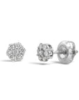 Aros Sophia Schneider Joyas de oro blanco 10K con diseño de flor y 7 diamantes de 0,25 ct en cada pendiente