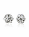 Aros Sophia Schneider Joyas de oro blanco 14K con diseño de flor y diamantes de 0,25 ct corte brillante