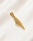 Colgante de oro 18K con forma del mapa de Palestina de Sophia Schneider Joyas. Mide 2 cm.
