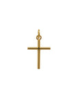 Colgante de cruz minimalista en oro de 18K de Sophia Schneider Joyas, diseño clásico de 11x16 mm.