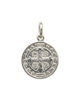 Medalla redonda San Benito de plata 925 pulida de 14 mm de Sophia Schneider Joyas.