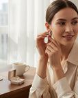 Sophia Schneider Joyas silver hoop earrings with five graduated lab-created diamonds, 1 ctw, 15mm.