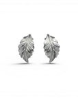 Sophia Schneider Joyas silver leaf stud earrings, 17mm, detailed texture, autumn-inspired design. Dia de la mamá