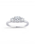 Sophia Schneider Joyas sterling silver 925 three-stone ring with 1 ctw lab diamonds. Size 15.