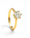 Sophia Schneider Joyas 1.05 ct brilliant cut lab diamond solitaire ring in 18K yellow gold with 6 prongs.