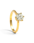Sophia Schneider Joyas 1.05 ct brilliant cut lab diamond solitaire ring in 18K yellow gold with 6 prongs.