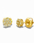 Sophia Schneider Joyas 10K gold stud earrings with 0.25 ct diamonds in a floral cluster design, 8x8mm.