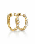 Sophia Schneider Joyas 10K yellow gold hoop earrings with 1 ctw lab-grown diamonds, 18mm diameter.
